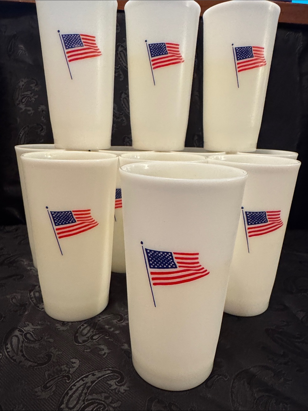 Vintage Tupperware Bicentennial Tumbler Set with American Flag